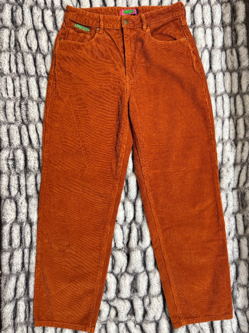 Empyre Tori Orange/Rust Corduroy Wide Leg Skate Pants Y2K 90s Style Size 12